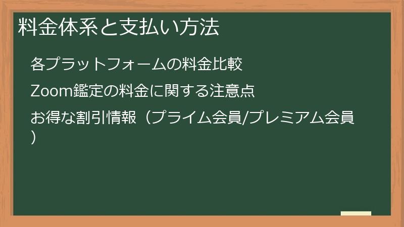 料金体系と支払い方法