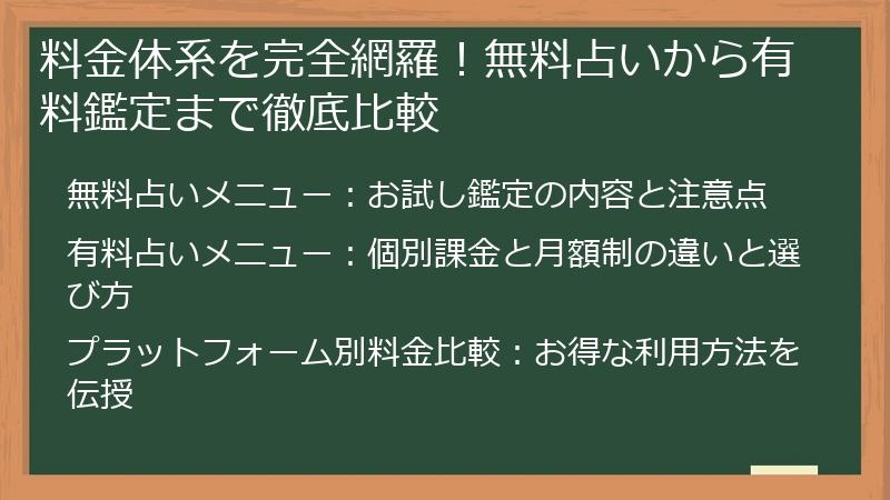 料金体系を完全網羅！無料占いから有料鑑定まで徹底比較