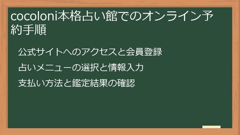 cocoloni本格占い館でのオンライン予約手順