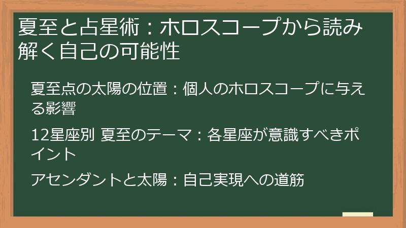 夏至と占星術:ホロスコープから読み解く自己の可能性