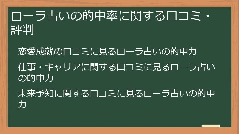 ローラ占いの的中率に関する口コミ・評判