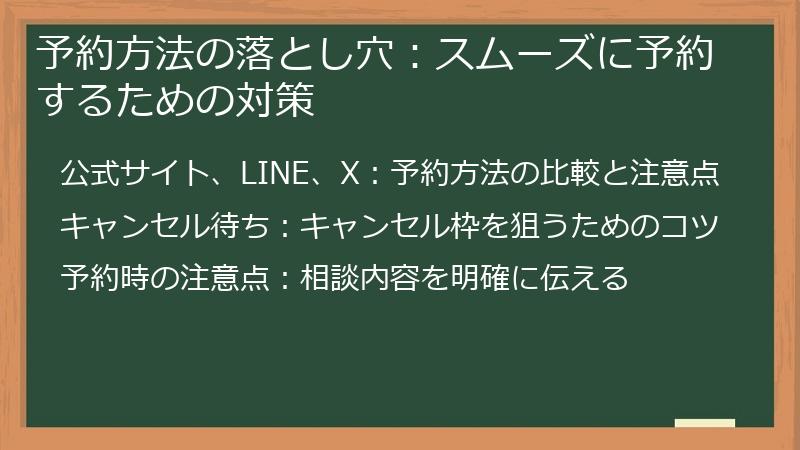 予約方法の落とし穴：スムーズに予約するための対策