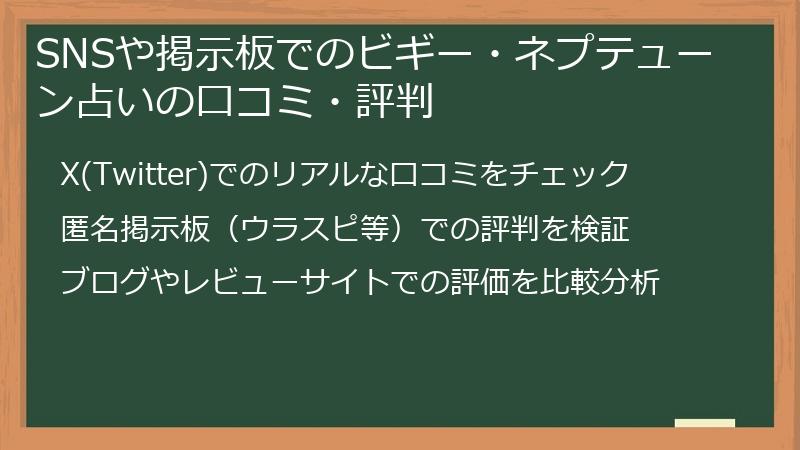 SNSや掲示板でのビギー・ネプテューン占いの口コミ・評判
