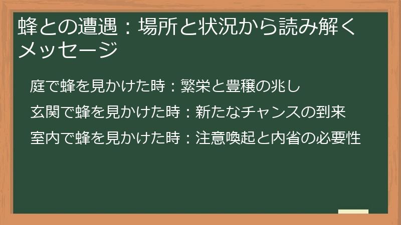 蜂との遭遇：場所と状況から読み解くメッセージ