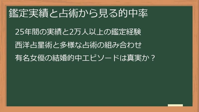 鑑定実績と占術から見る的中率