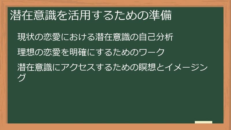 潜在意識を活用するための準備