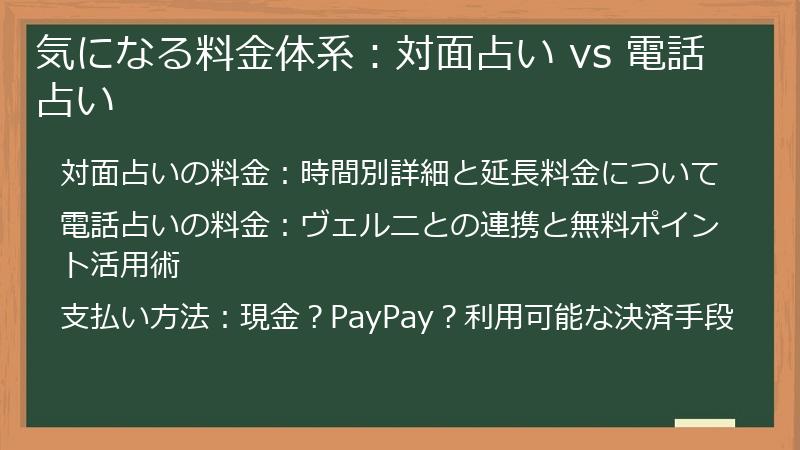 気になる料金体系：対面占い vs 電話占い