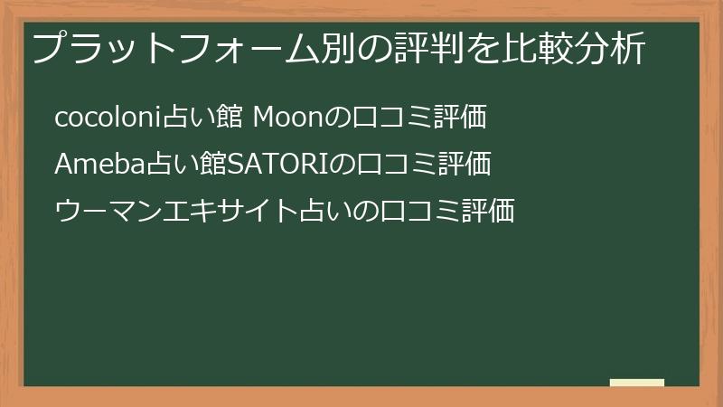 プラットフォーム別の評判を比較分析