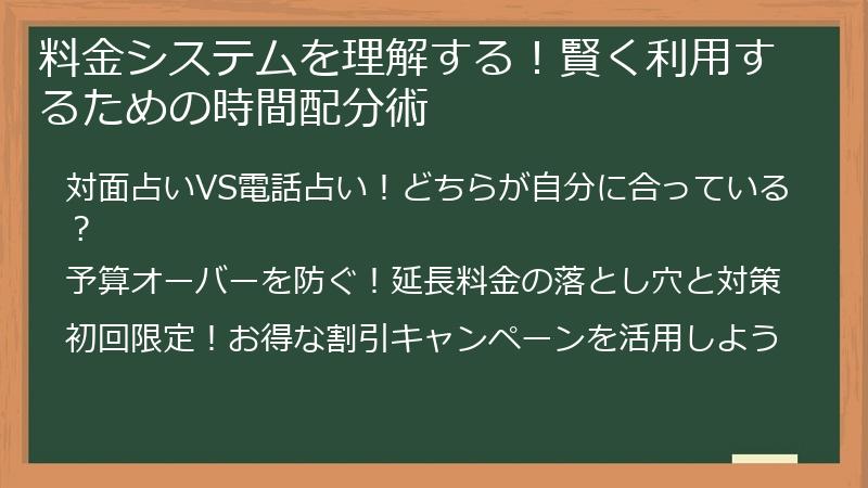 料金システムを理解する！賢く利用するための時間配分術