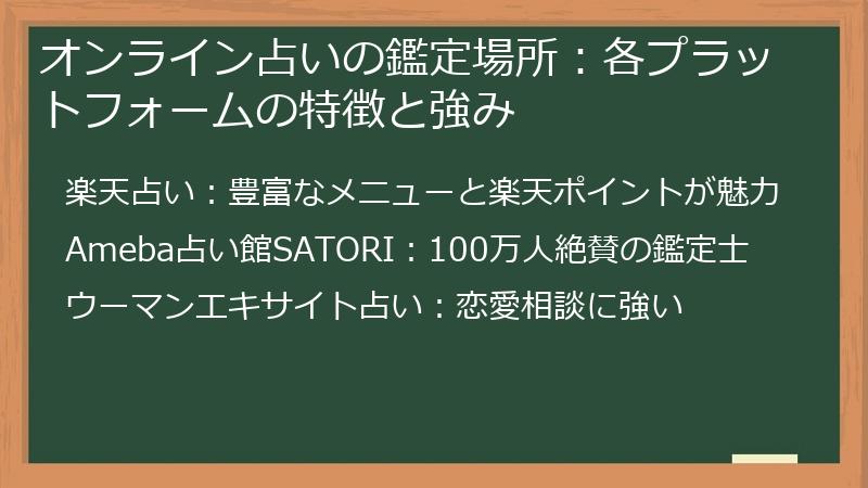 オンライン占いの鑑定場所：各プラットフォームの特徴と強み
