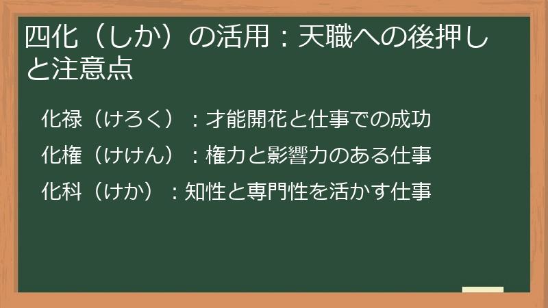 四化（しか）の活用：天職への後押しと注意点