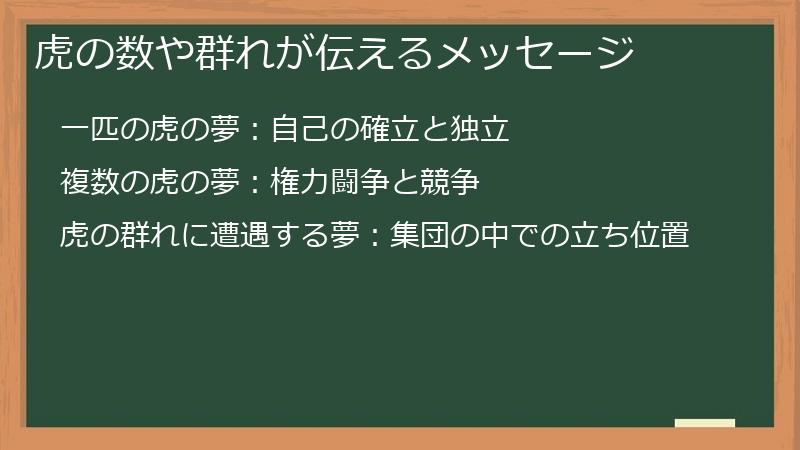 虎の数や群れが伝えるメッセージ
