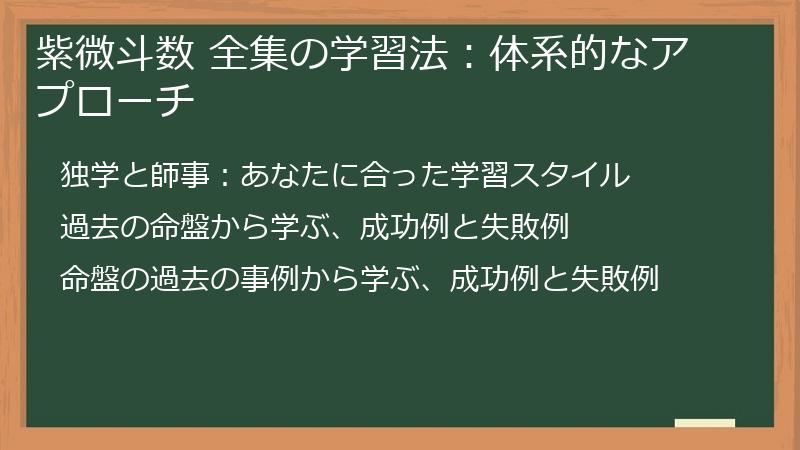 紫微斗数 全集の学習法:体系的なアプローチ