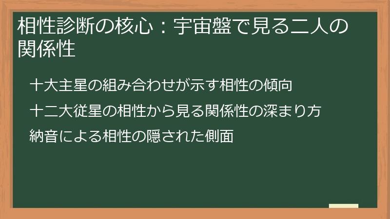 相性診断の核心：宇宙盤で見る二人の関係性