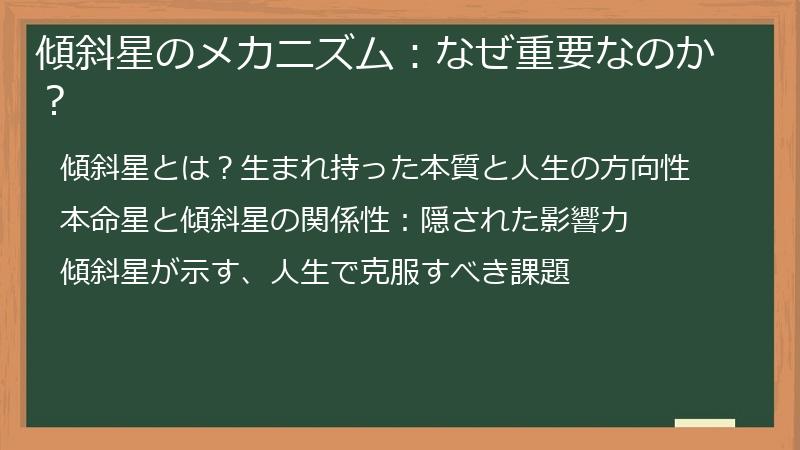 傾斜星のメカニズム：なぜ重要なのか？