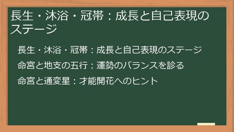 長生・沐浴・冠帯：成長と自己表現のステージ