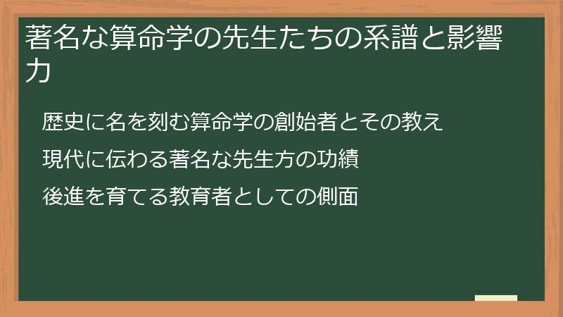 著名な算命学の先生たちの系譜と影響力