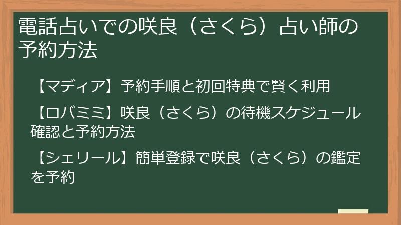 電話占いでの咲良（さくら）占い師の予約方法
