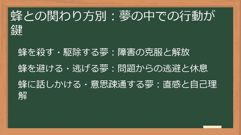 蜂との関わり方別：夢の中での行動が鍵