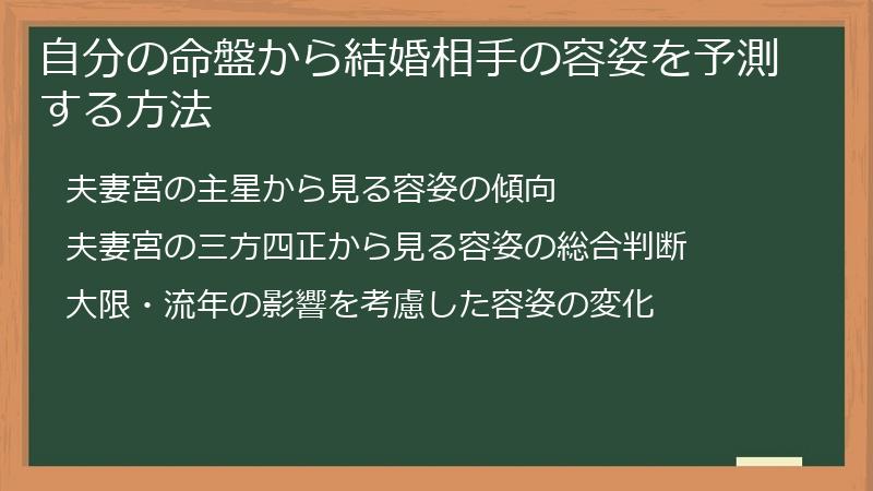自分の命盤から結婚相手の容姿を予測する方法