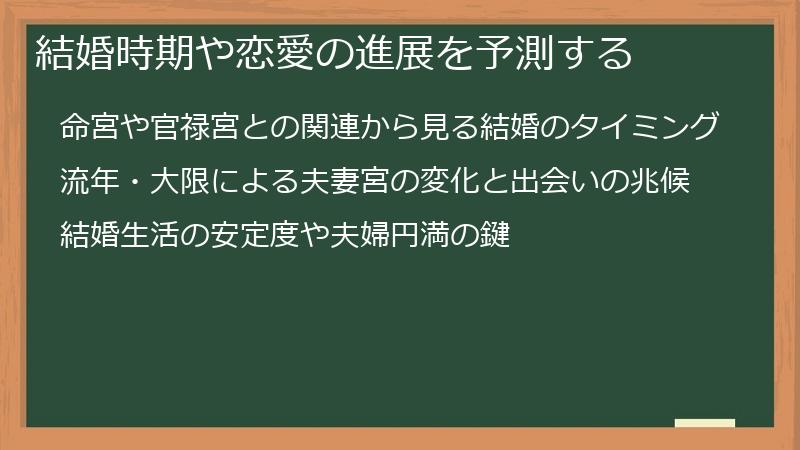 結婚時期や恋愛の進展を予測する