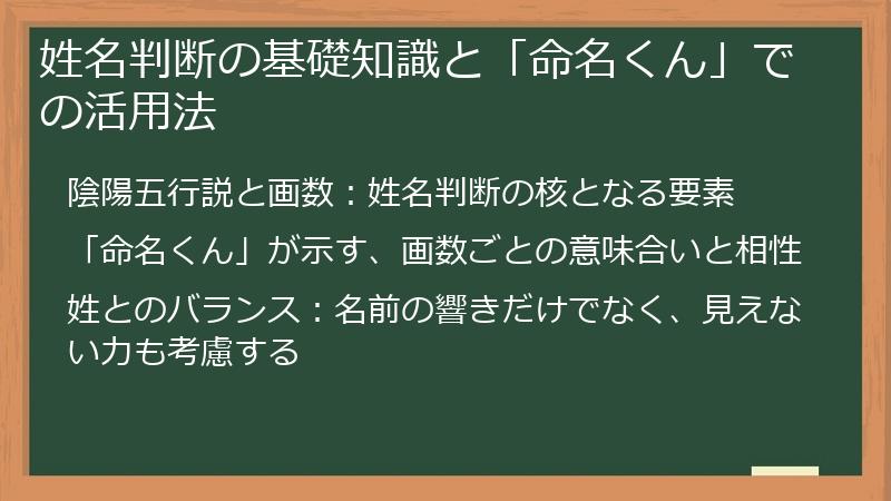 姓名判断の基礎知識と「命名くん」での活用法