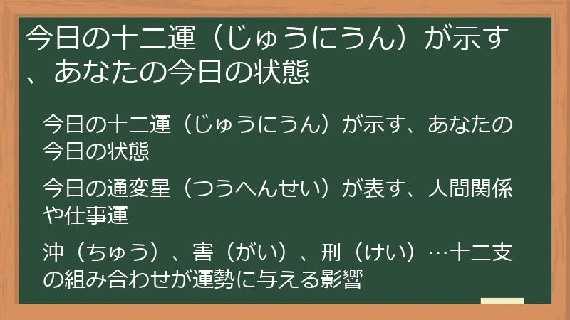 今日の十二運（じゅうにうん）が示す、あなたの今日の状態