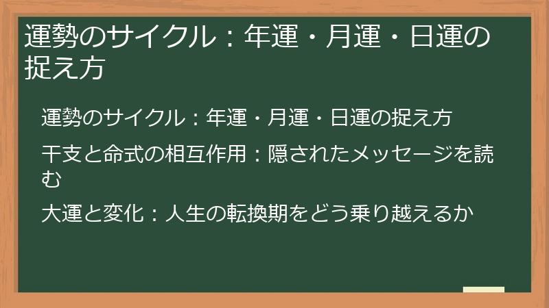 運勢のサイクル：年運・月運・日運の捉え方