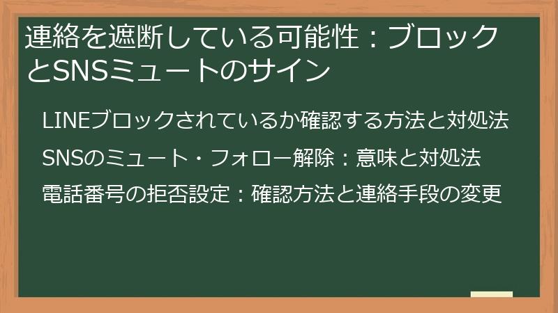 連絡を遮断している可能性：ブロックとSNSミュートのサイン