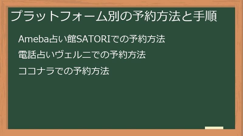 プラットフォーム別の予約方法と手順