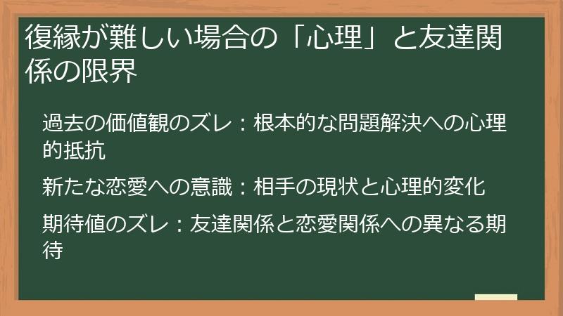 復縁が難しい場合の「心理」と友達関係の限界