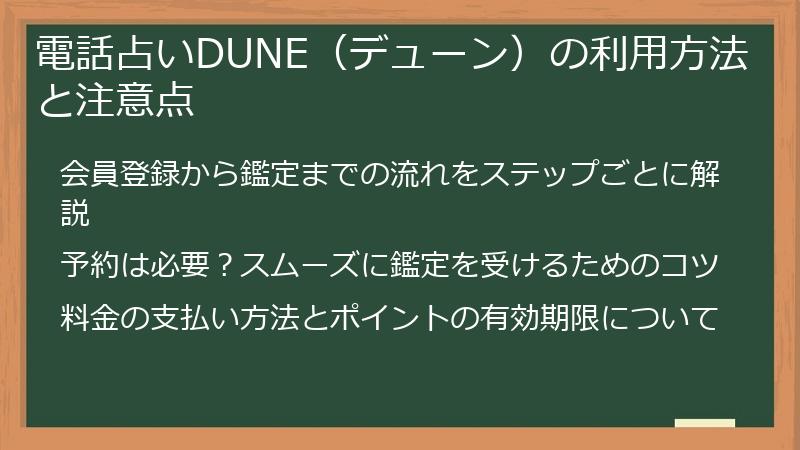 電話占いDUNE（デューン）の利用方法と注意点