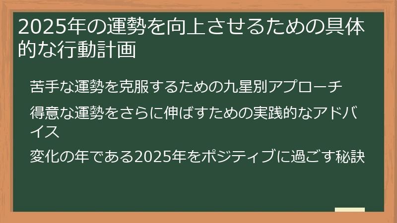 2025年の運勢を向上させるための具体的な行動計画