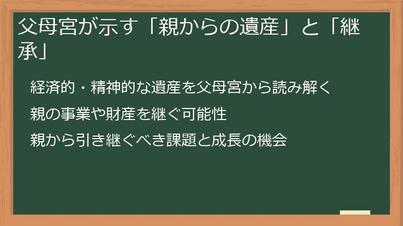 父母宮が示す「親からの遺産」と「継承」