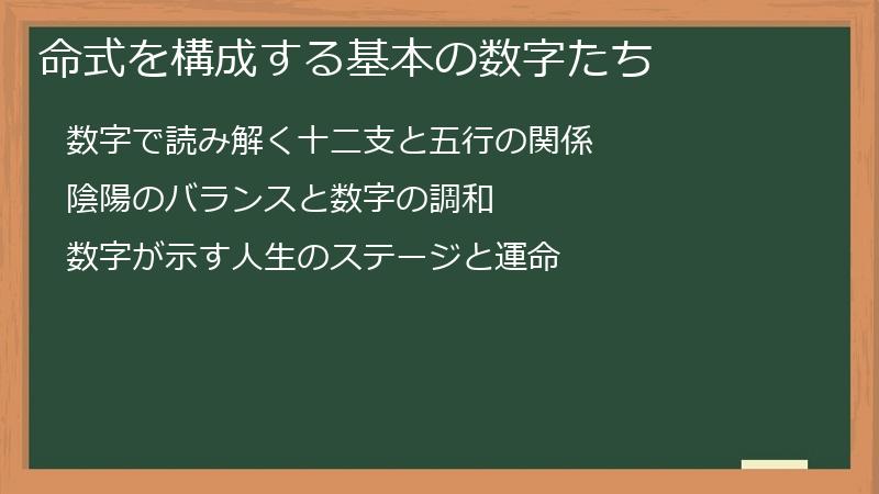 命式を構成する基本の数字たち