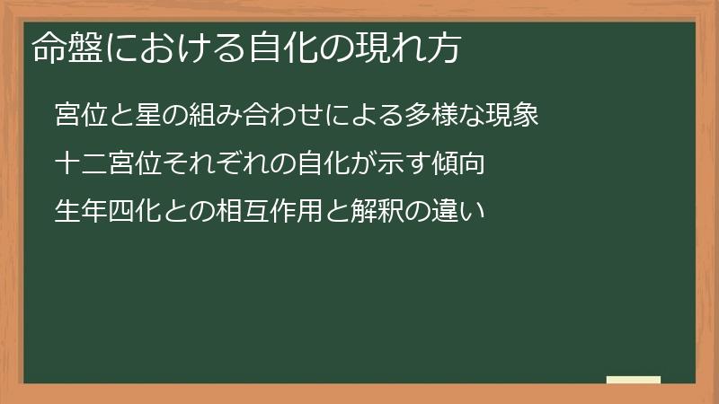 命盤における自化の現れ方