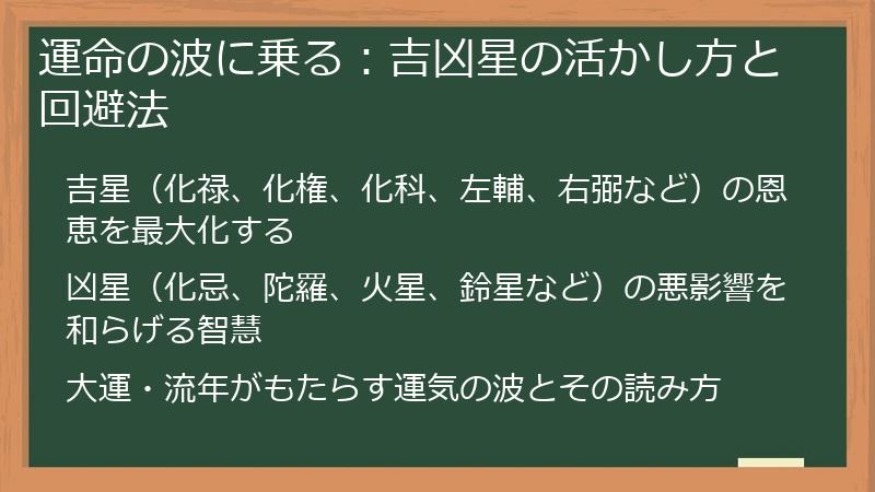 運命の波に乗る:吉凶星の活かし方と回避法