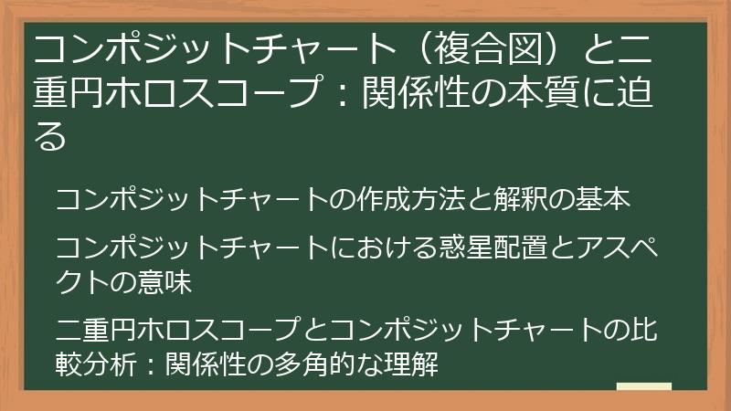 コンポジットチャート（複合図）と二重円ホロスコープ：関係性の本質に迫る