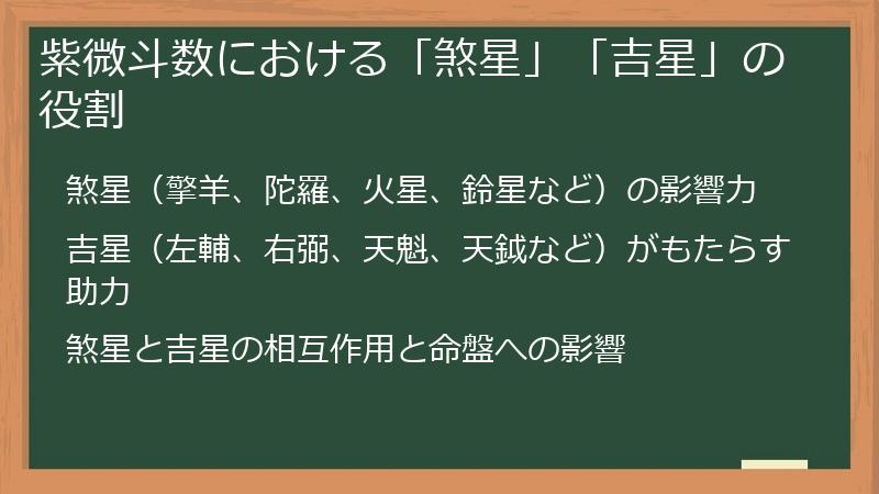 紫微斗数における「煞星」「吉星」の役割