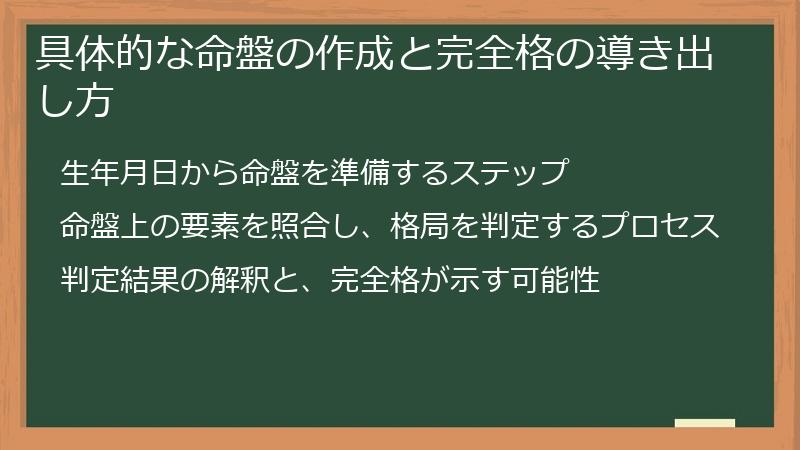 具体的な命盤の作成と完全格の導き出し方