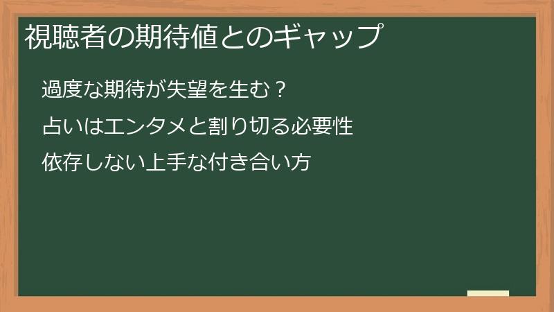 視聴者の期待値とのギャップ