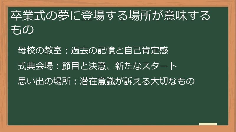 卒業式の夢に登場する場所が意味するもの