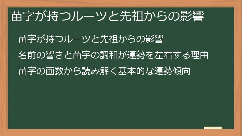 苗字が持つルーツと先祖からの影響