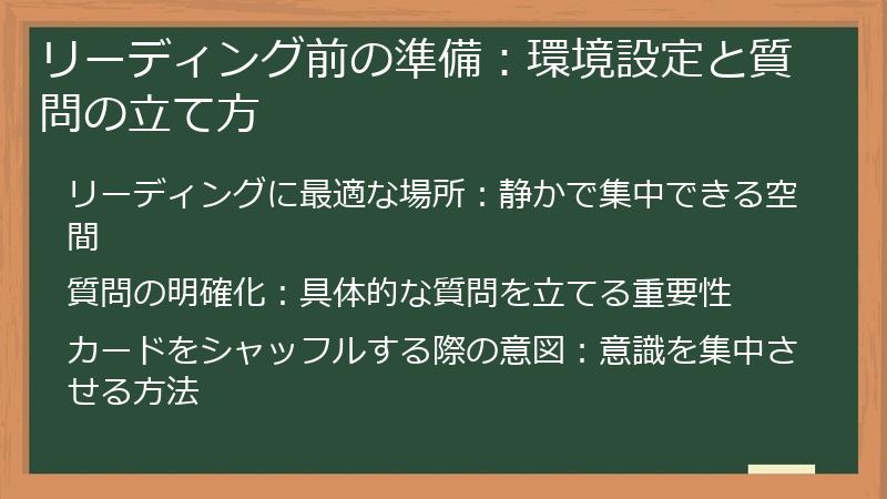 リーディング前の準備：環境設定と質問の立て方
