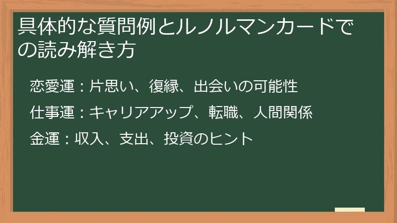 具体的な質問例とルノルマンカードでの読み解き方