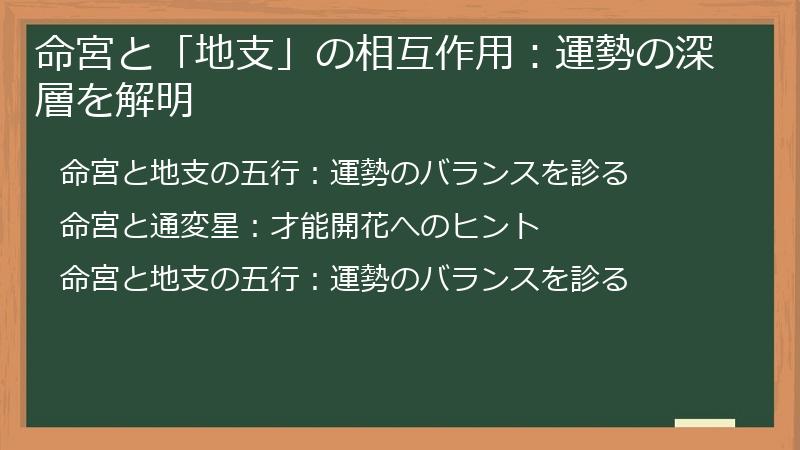 命宮と「地支」の相互作用：運勢の深層を解明