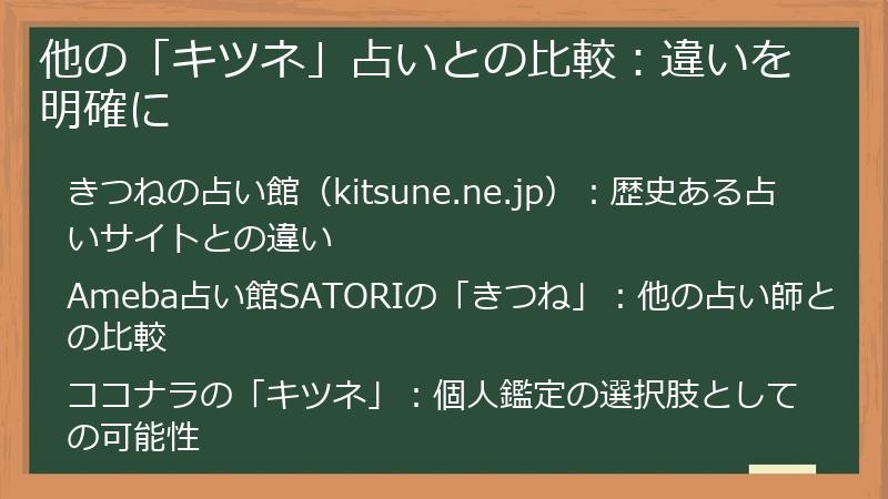 他の「キツネ」占いとの比較：違いを明確に