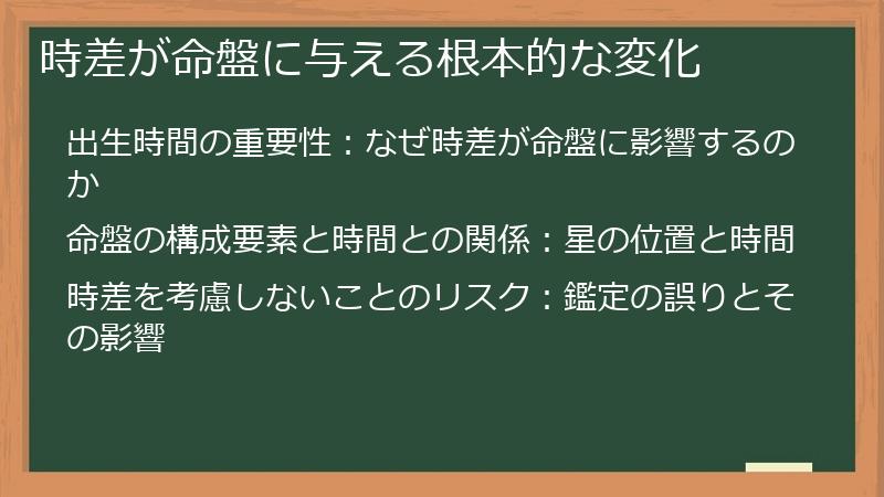 時差が命盤に与える根本的な変化
