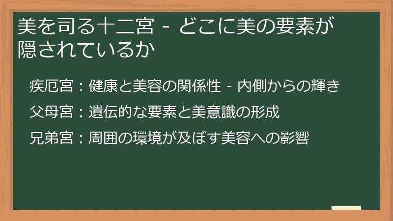 美を司る十二宮 - どこに美の要素が隠されているか
