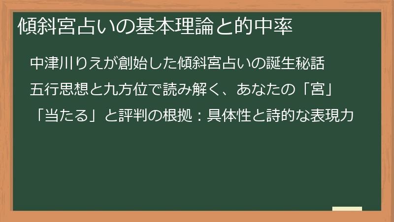 傾斜宮占いの基本理論と的中率